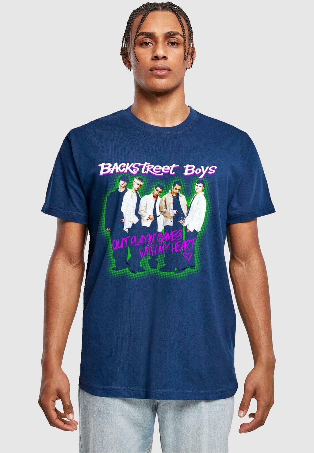 

Футболка с принтом BACKSTREET PLAYING GAMES ROUND NECK Merchcode, светло-голубой