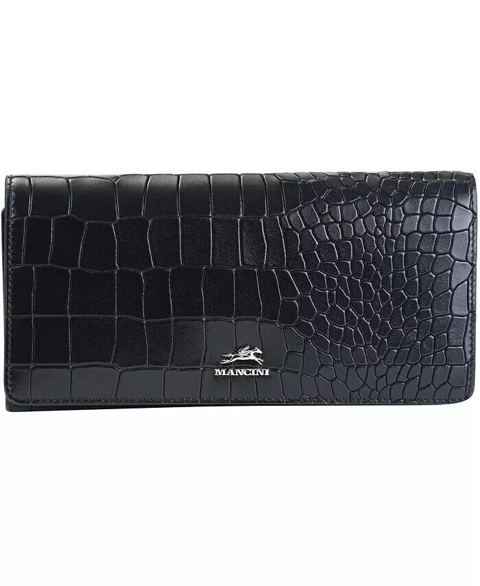 

Женский кошелек тройного сложения с защитой RFID Croco2 Mancini, коричневый