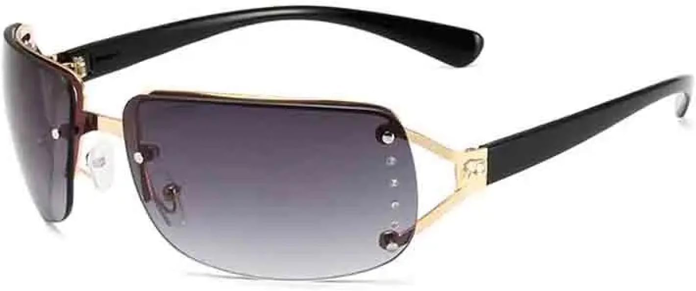 

Винтажные солнцезащитные очки для женщин и мужчин, модные панк-очки, без оправы, роскошные очки для активного отдыха, защита от УФ-излучения UV400 TKKTLLT, Black Gradient Gray