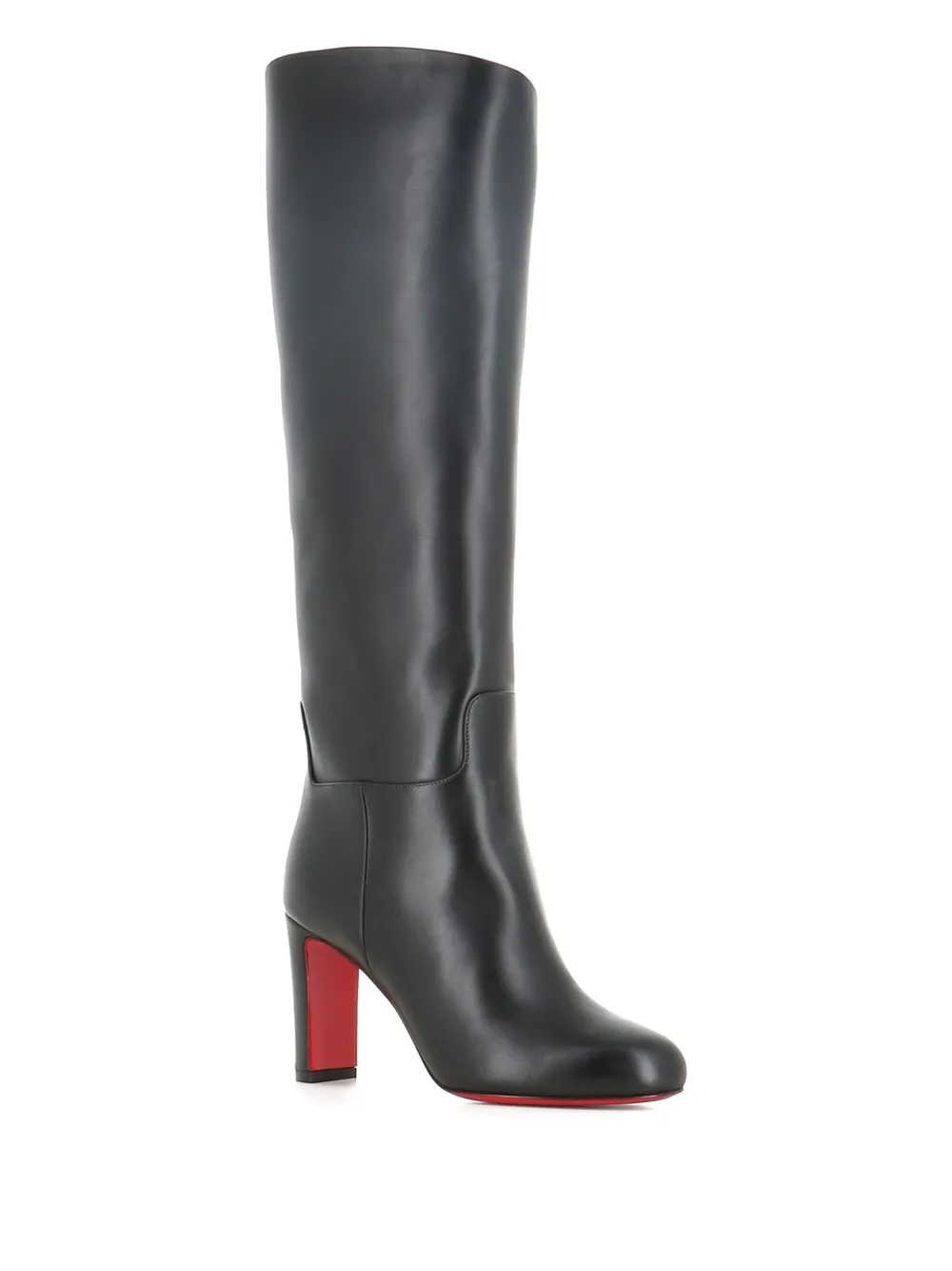Кожаные сапоги до колена на широком каблуке Christian Louboutin, черный — фото 2