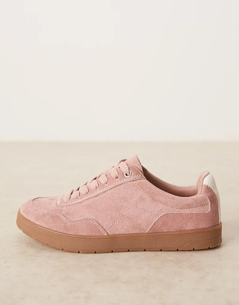 Кроссовки ASOS DESIGN Deuce со шнуровкой из розовой замши — фото 2