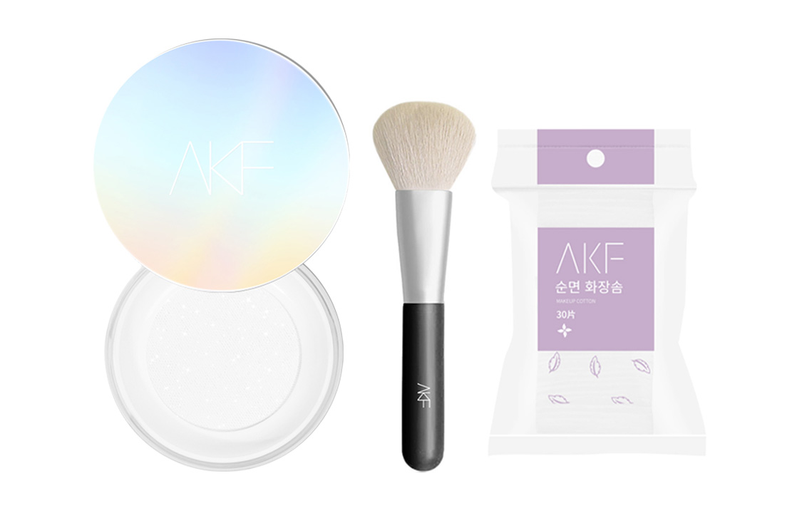 

Набор косметики для женщин AKF, 02 Shimmer Transparent+Loose Powder Brush *1+Cotton *1