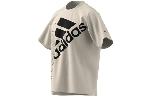 Футболка logo alphabet printing short sleeve couple style yellow white Adidas, белый — фото 2