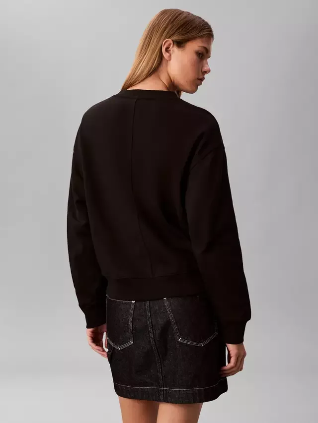 Свободная толстовка с V-образным вырезом из махровой ткани, черная Calvin Klein — фото 3