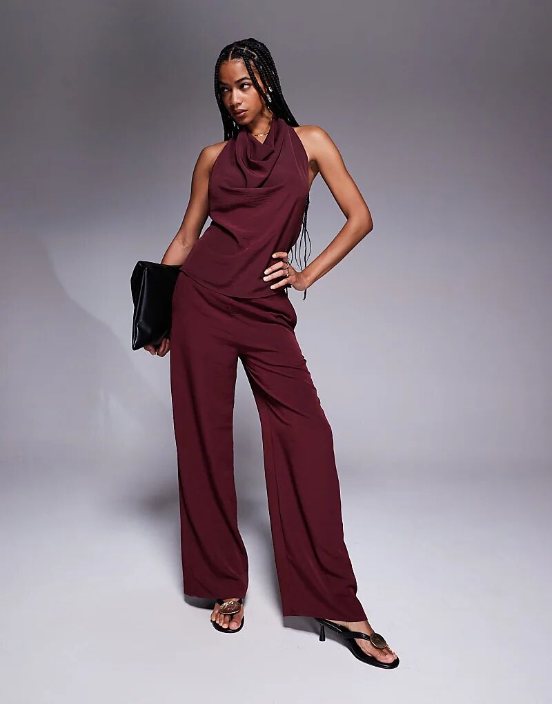 

Широкие брюки ASOS DESIGN бордового цвета