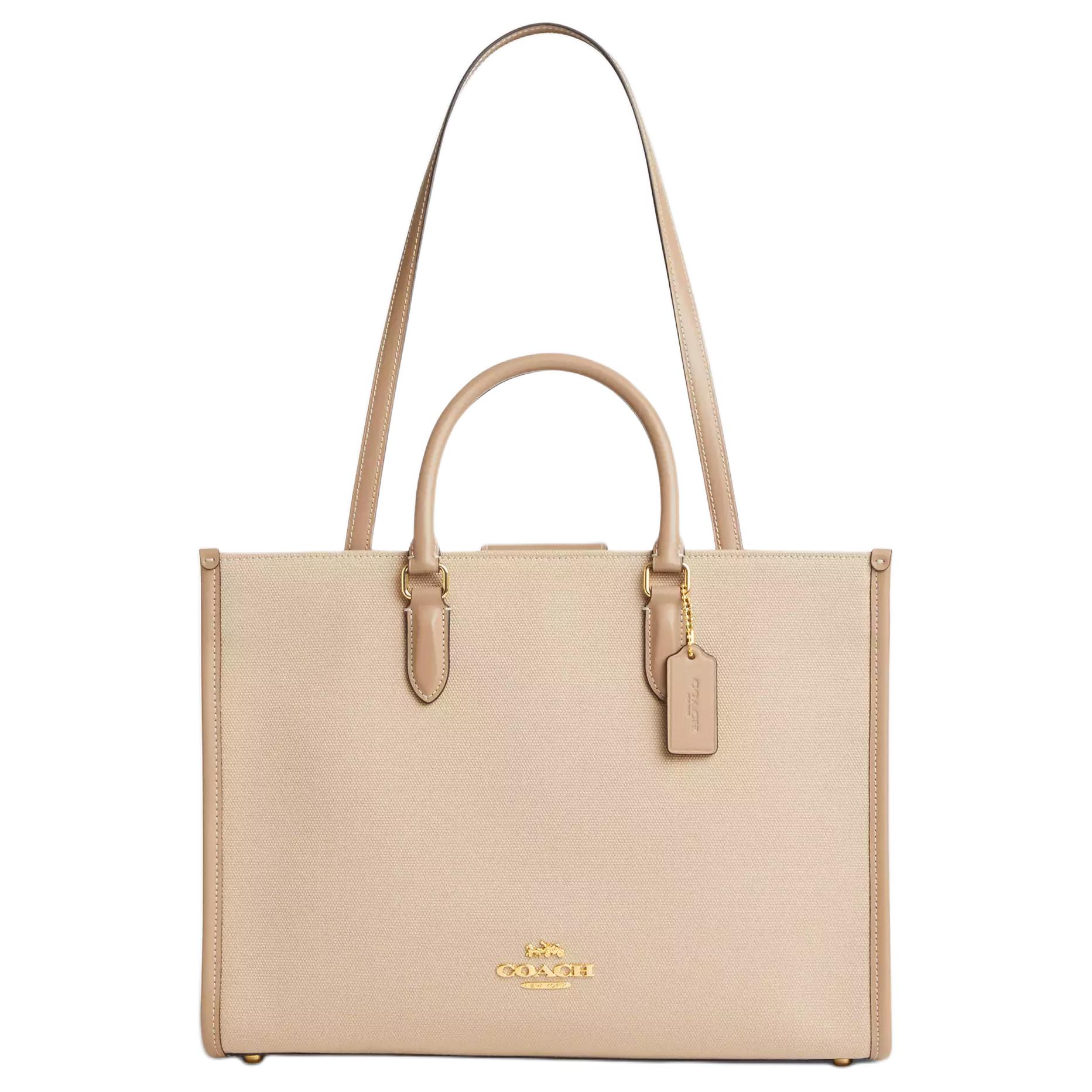 

Сумка-шоппер Maggie Coated Canvas с кожаными деталями, женская большая natural COACH, Set (Bag+Dust Bag)