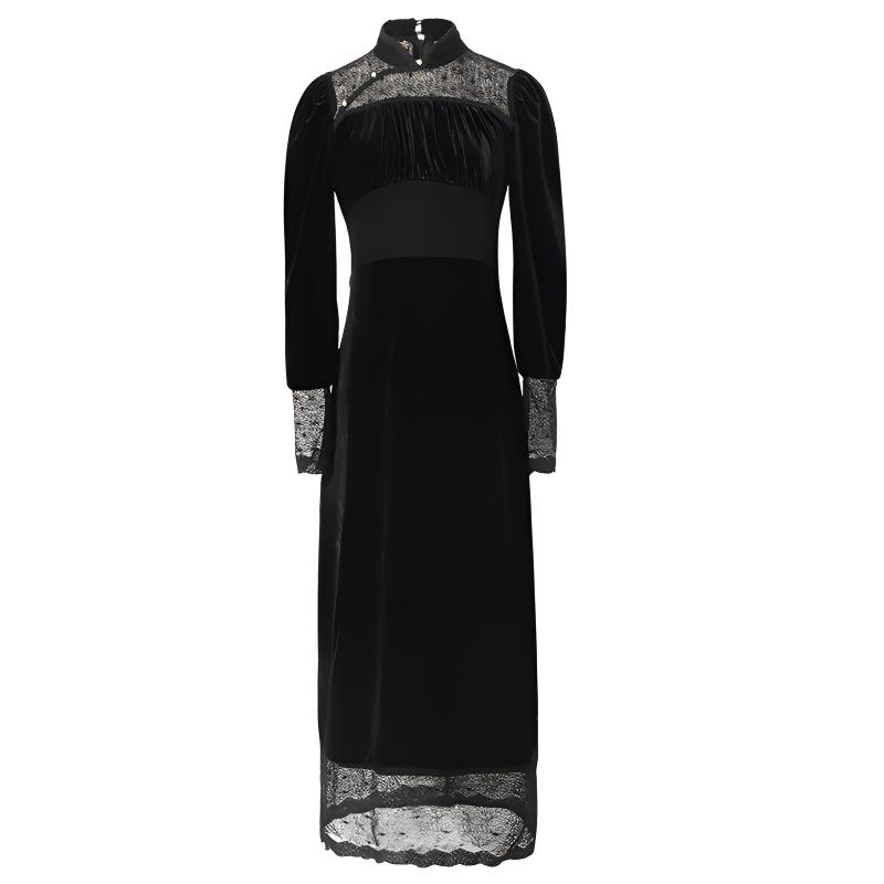 

JK&JS Женское черное платье с длинными рукавами