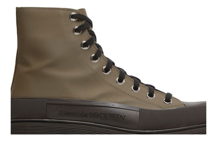 Ботинки Alexander McQueen Tread Slick Boots Khaki Black, зеленый — фото 2