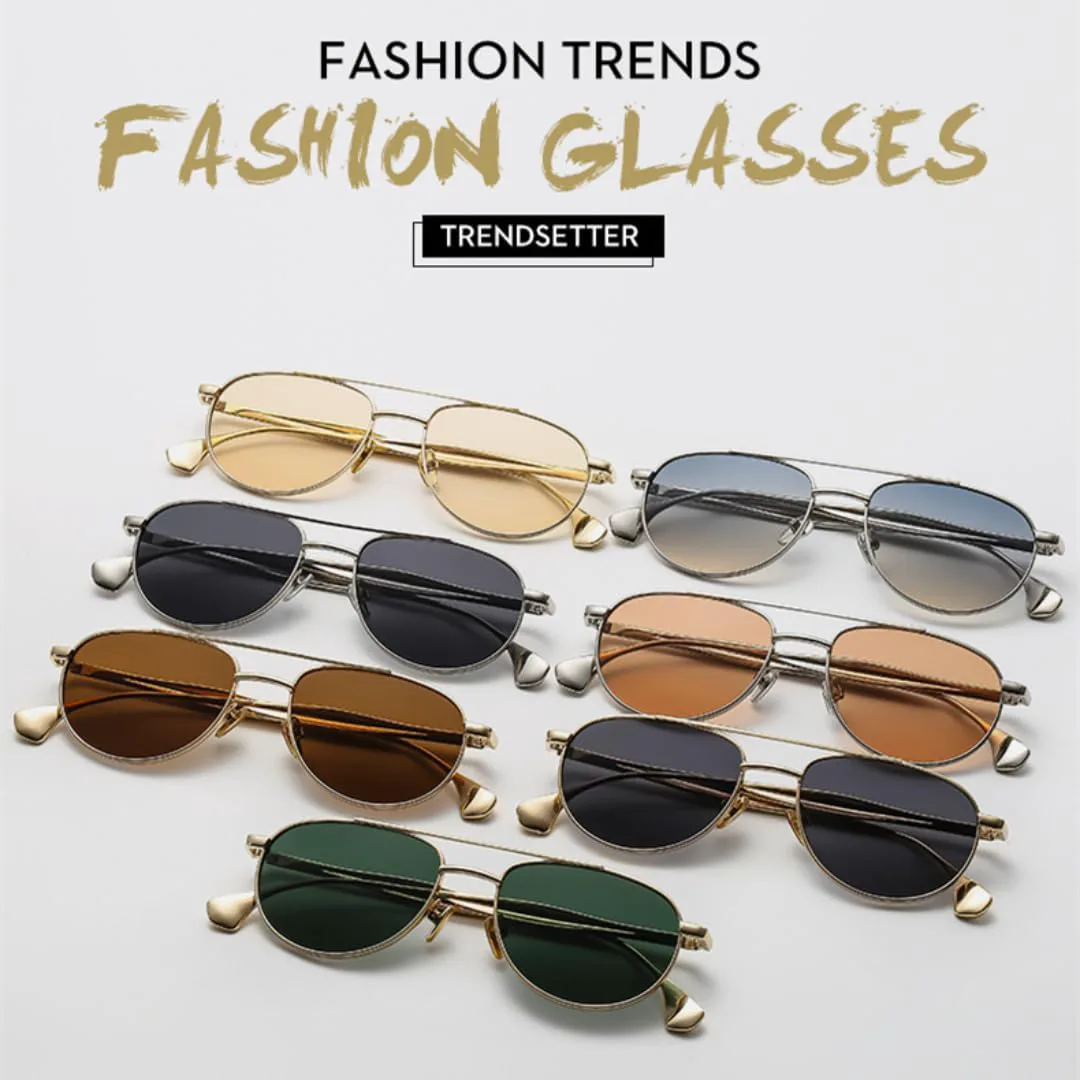 

Солнцезащитные очки с двойной перемычкой овальной формы для женщин и мужчин, в стиле ретро, ​​роскошные, модные, с защитой от УФ-излучения UV400 TVTBBVV, Silver Grey