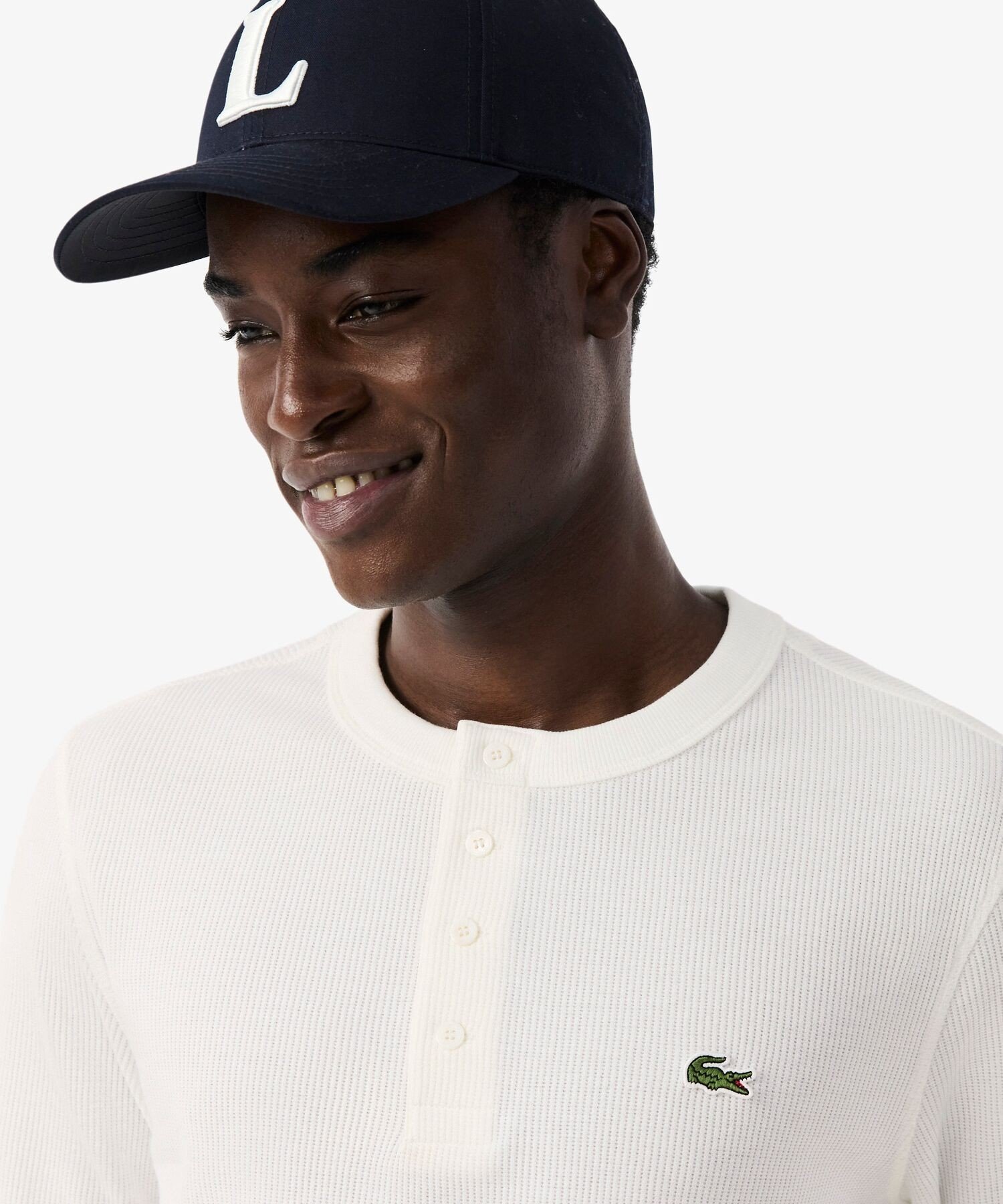Футболка Henry с вафельным воротником LACOSTE, Off white — фото 2