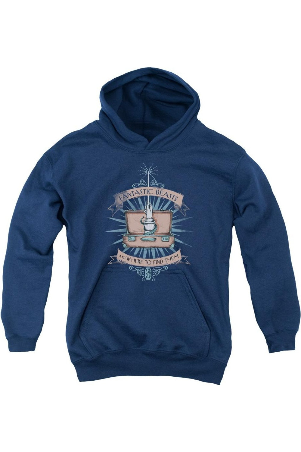 

Фантастические твари Чемодан Молодежная толстовка с капюшоном Gildan, темно-синий