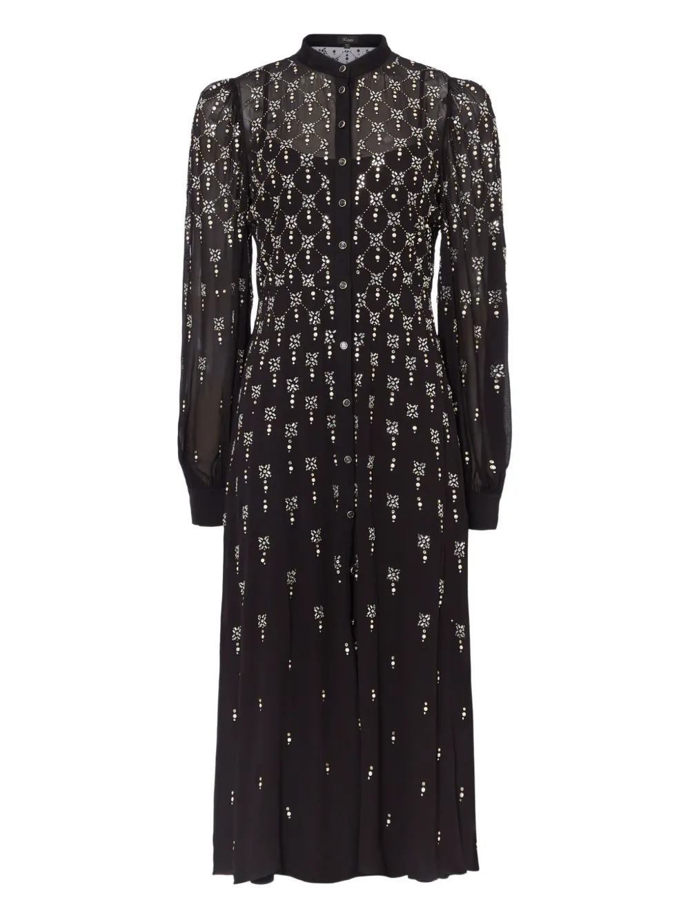 

Платье-рубашка с отделкой и пышными рукавами Temperley London, черный