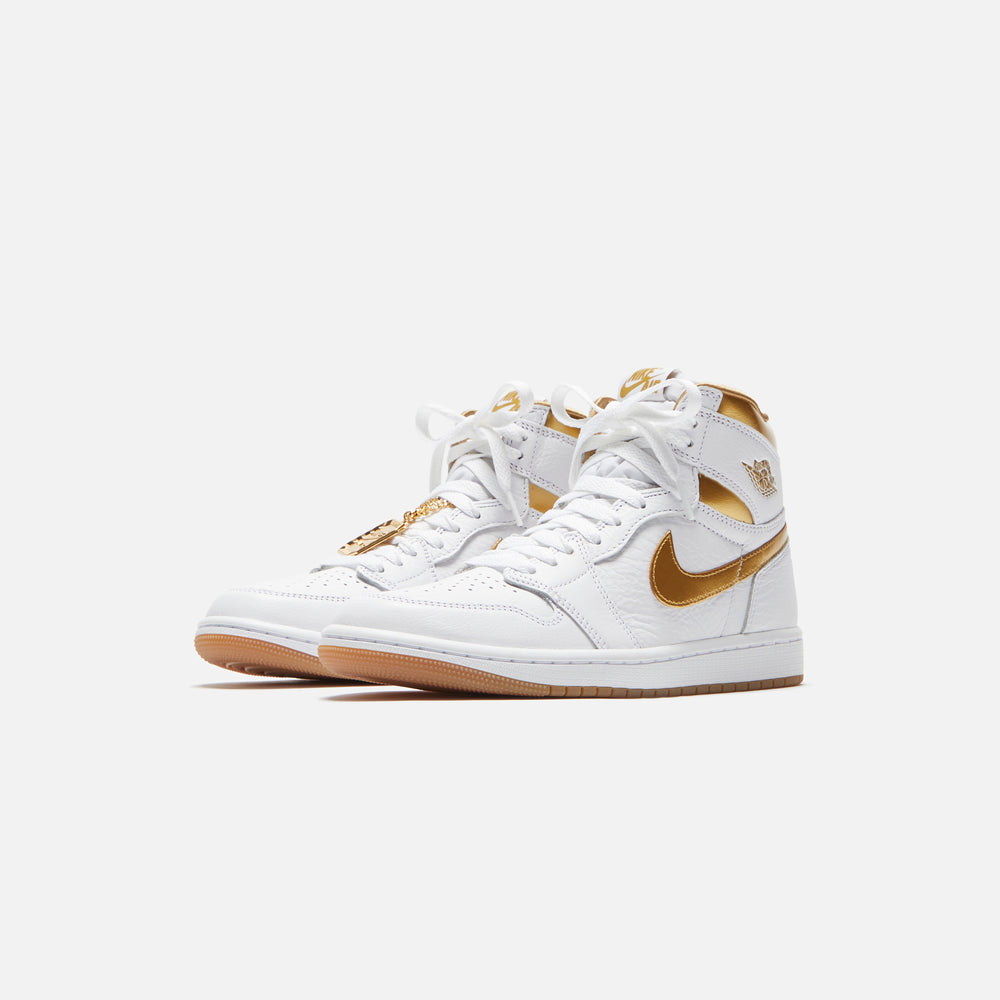Кроссовки Jordan WMNS Air Jordan 1 High OG, цвет White/Metallic Gold/Gum Light Brown — фото 2
