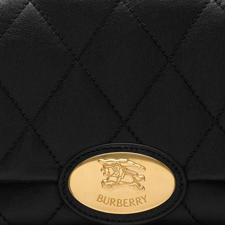 Женская черная кожаная сумка Burberry через плечо — фото 4