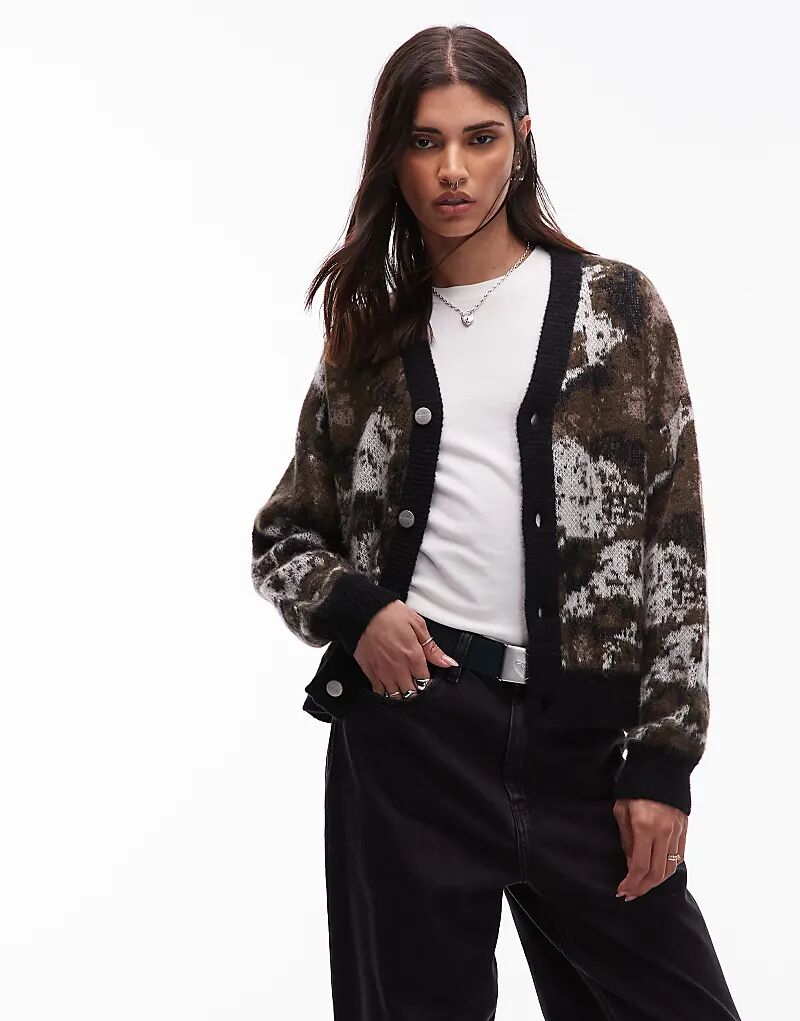 

Вязаный кардиган Carhartt WIP Merlin с камуфляжным принтом собак по всей поверхности