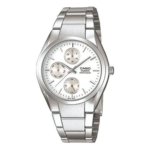 

Часы CASIO Stainless Steel Strap Quartz Waterproof Mens SilverWhite Analog, белый