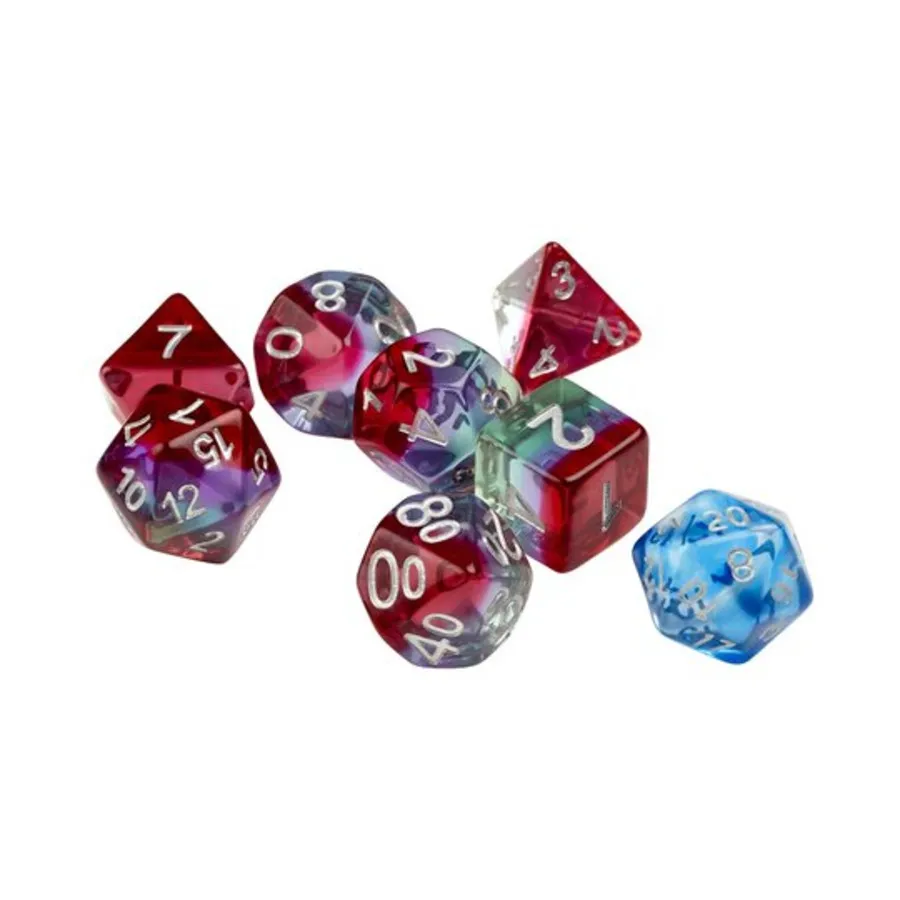 

Набор Poly — полупрозрачный арбуз (8), RPG Dice Sets