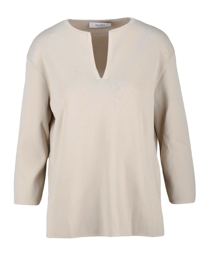 

Облегающий вязаный топ с рукавами 3/4 Max Mara, бежевый