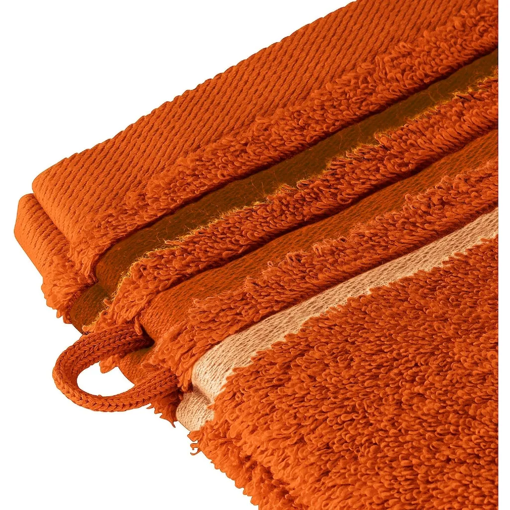 Мочалка Skyline Color из 100% хлопка с элегантной полосатой каймой MADE IN GREEN by OEKO-TEX Schiesser, терракотовый — фото 3
