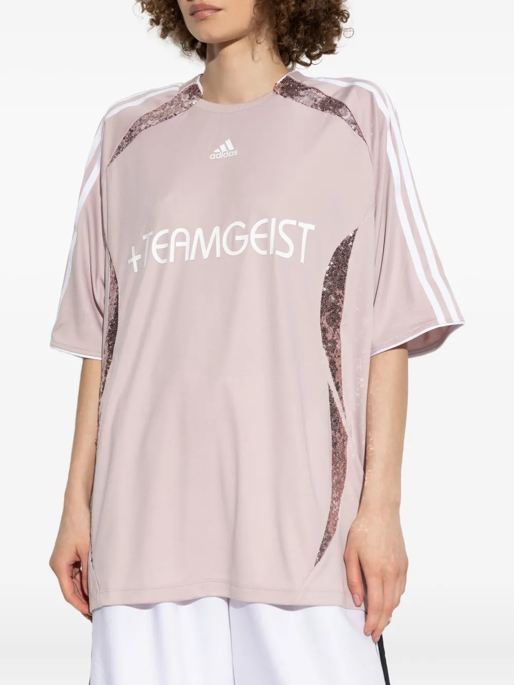 Футболка Teamgeist sequin-panelled jersey adidas, розовый — фото 3