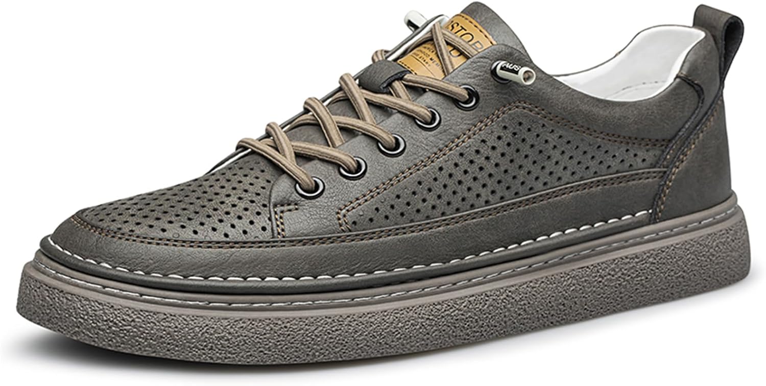 

Мужские модные кроссовки из полированной кожи, мужские классические кроссовки, стильные ретро-мужские повседневные деловые туфли Abborora, хаки