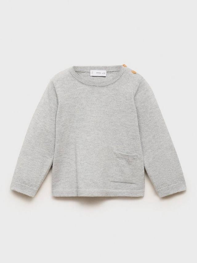 

Детский джемпер из хлопковой смеси с лондонским воротником и пуговицами Mango, Medium Grey