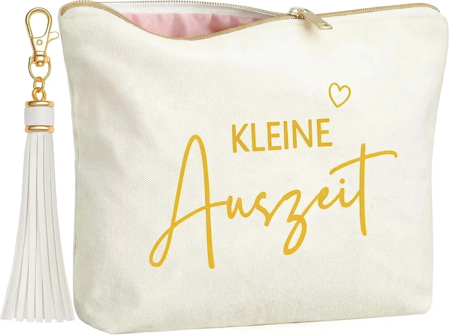 Косметичка Xuniea «Kleine Auszeit» с брелоком, бежевая Xuniea