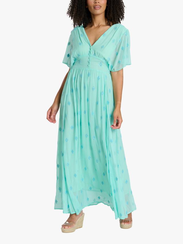 

Платье миди с пайетками и пуговицами South Beach, Green