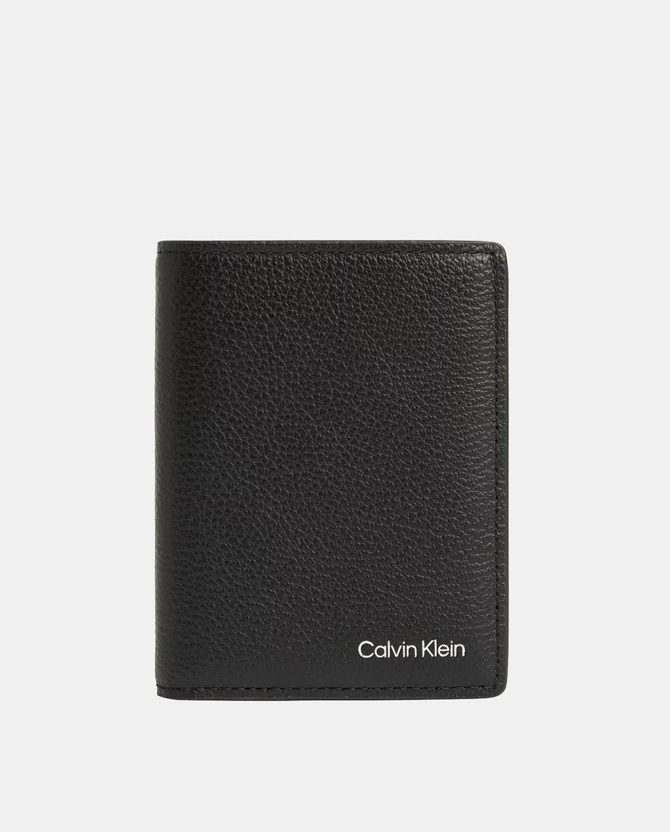 

Мужской складной кожаный кошелек Calvin Klein, чёрный