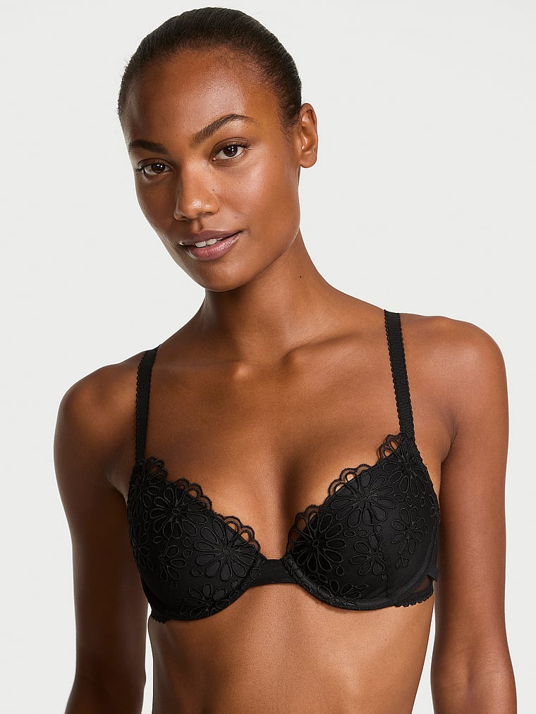 

Сексуальная футболка с люверсами в виде ромашек, полубюстгальтер с легкой подкладкой Victoria'S Secret, embroidery black