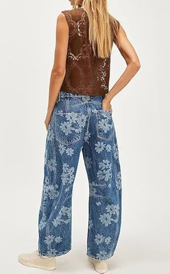Джинсы boyfriend с принтом Blue Floral — фото 2