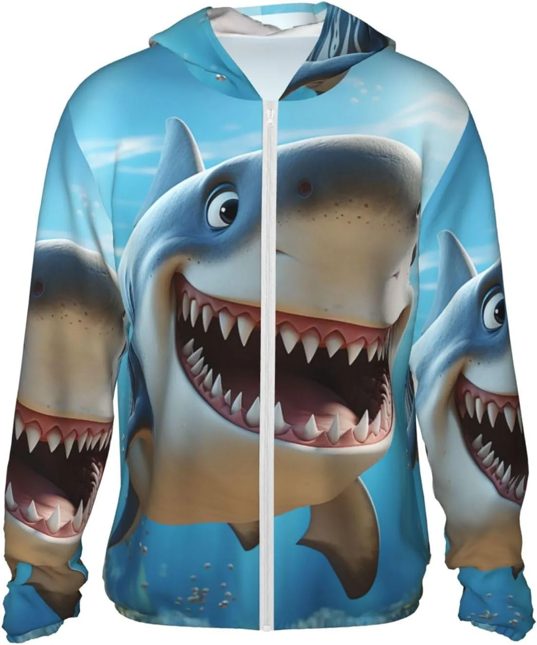 

UPF 50+ худи с капюшоном в виде акулы для плавания с карманом BTCOWZRV