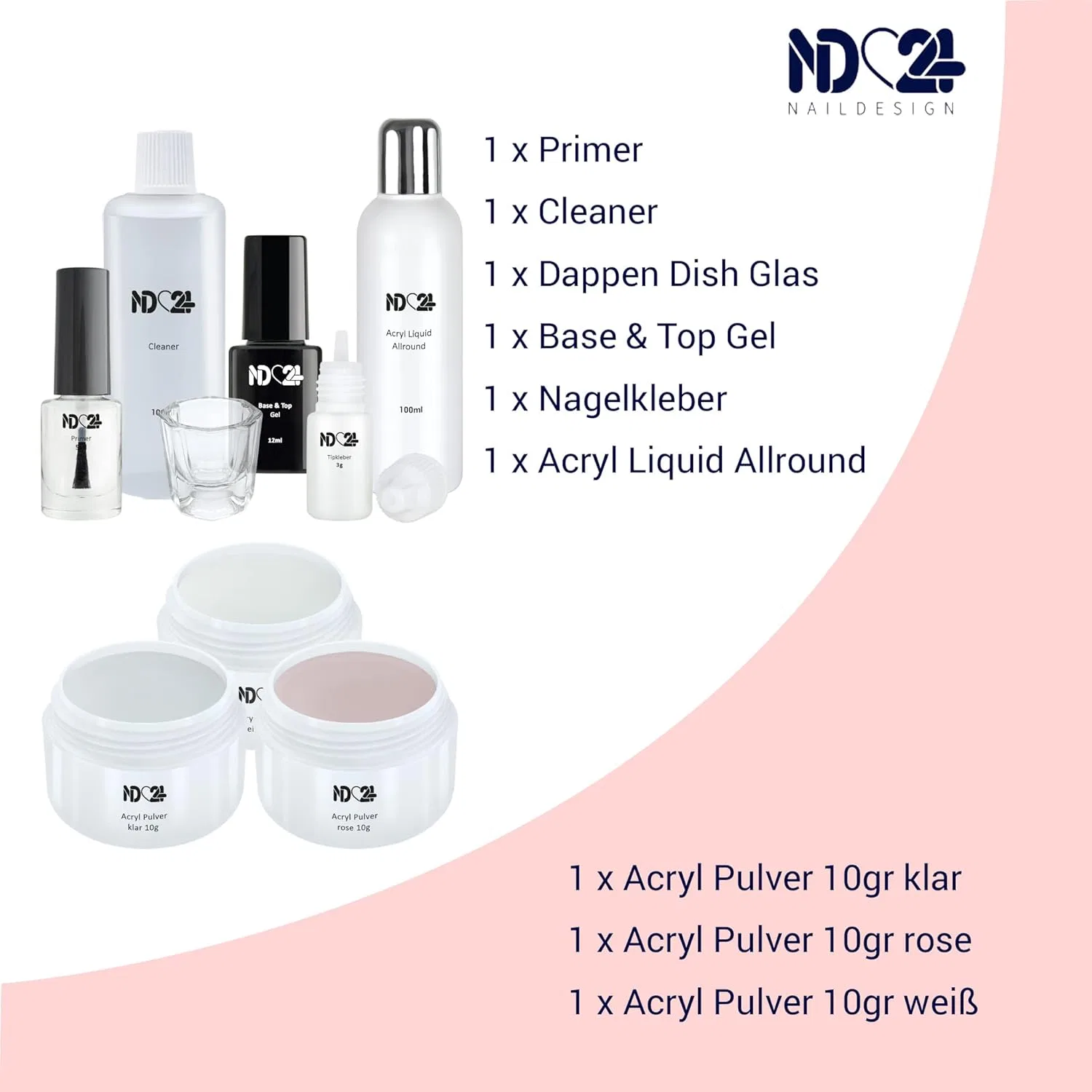 Стартовый набор для акрилового маникюра Nail Studio с лампой Nd24 Naildesign — фото 2