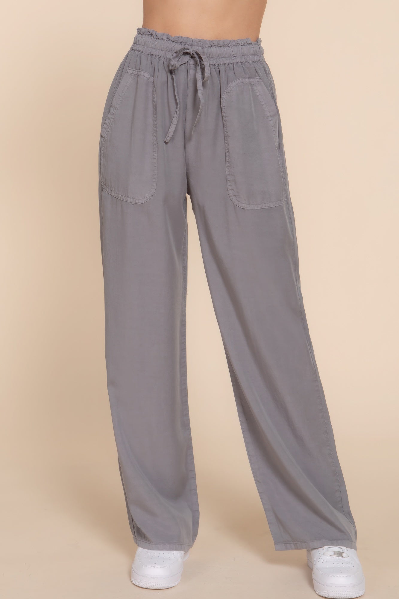 

Длинные брюки FASHNZFAB Tencel с эластичной талией, серый