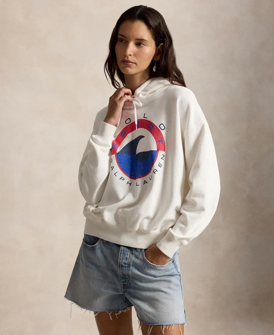 Женская толстовка с длинными рукавами и капюшоном на шнуровке Polo Ralph Lauren, Deckwash White