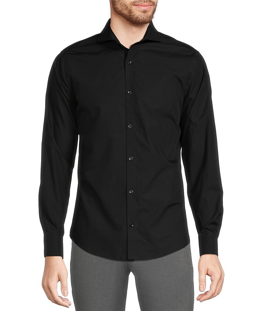 

Однотонная тканая рубашка приталенного кроя Murano Wardrobe Essentials с длинными рукавами, черный