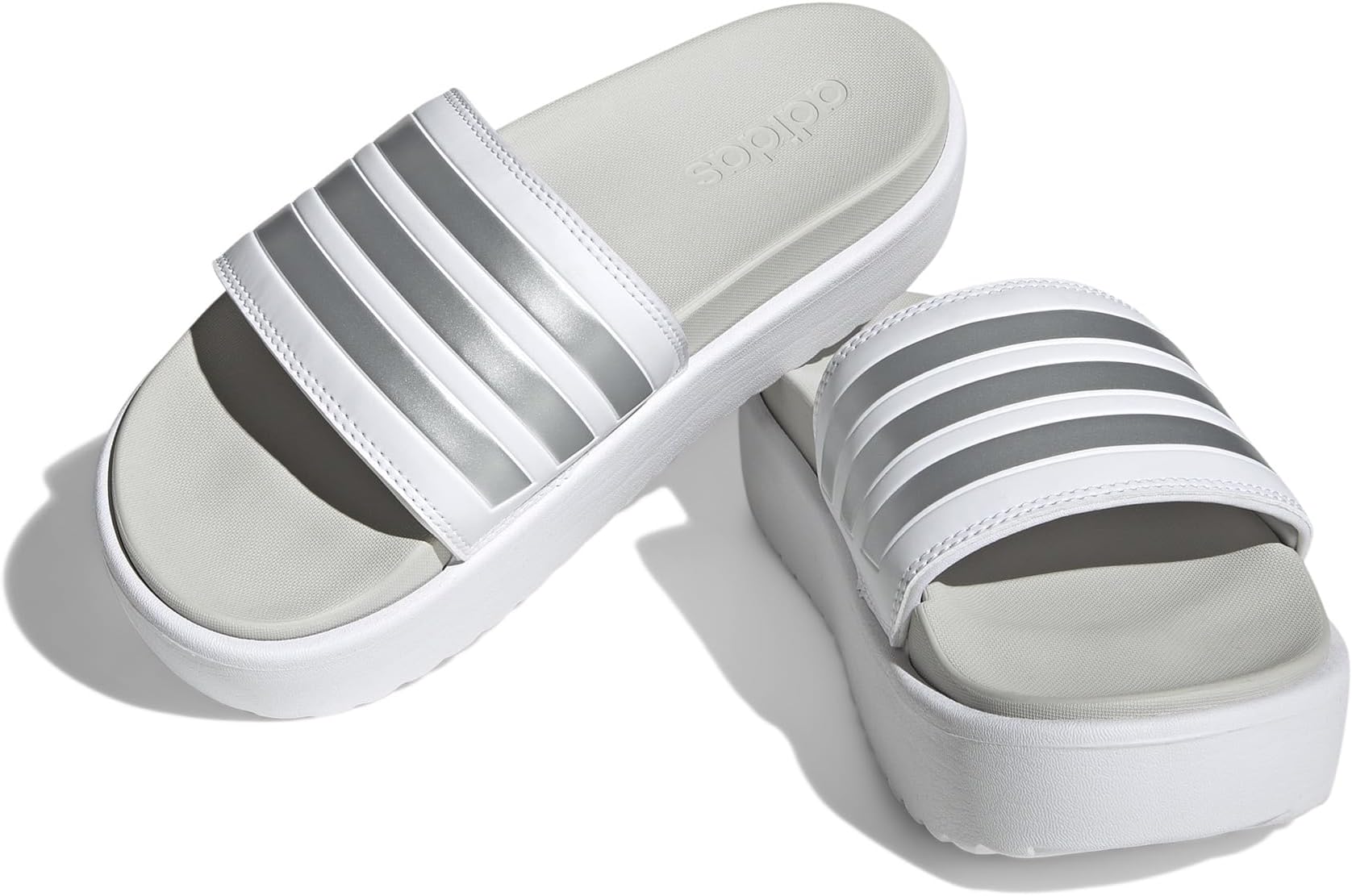 

Сандалии Adidas Adilette Platform Slides, цвет White/Zero Metallic/Grey