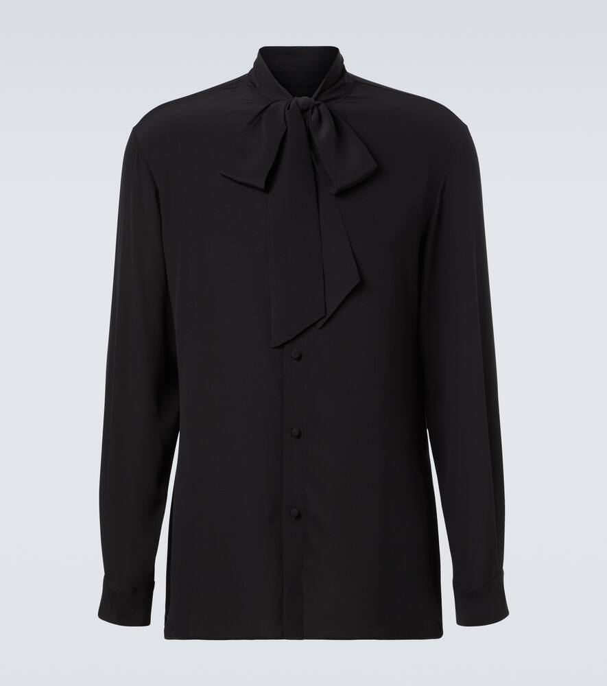 

Шелковая блузка из крепдешина с галстучным воротником Valentino, Nero