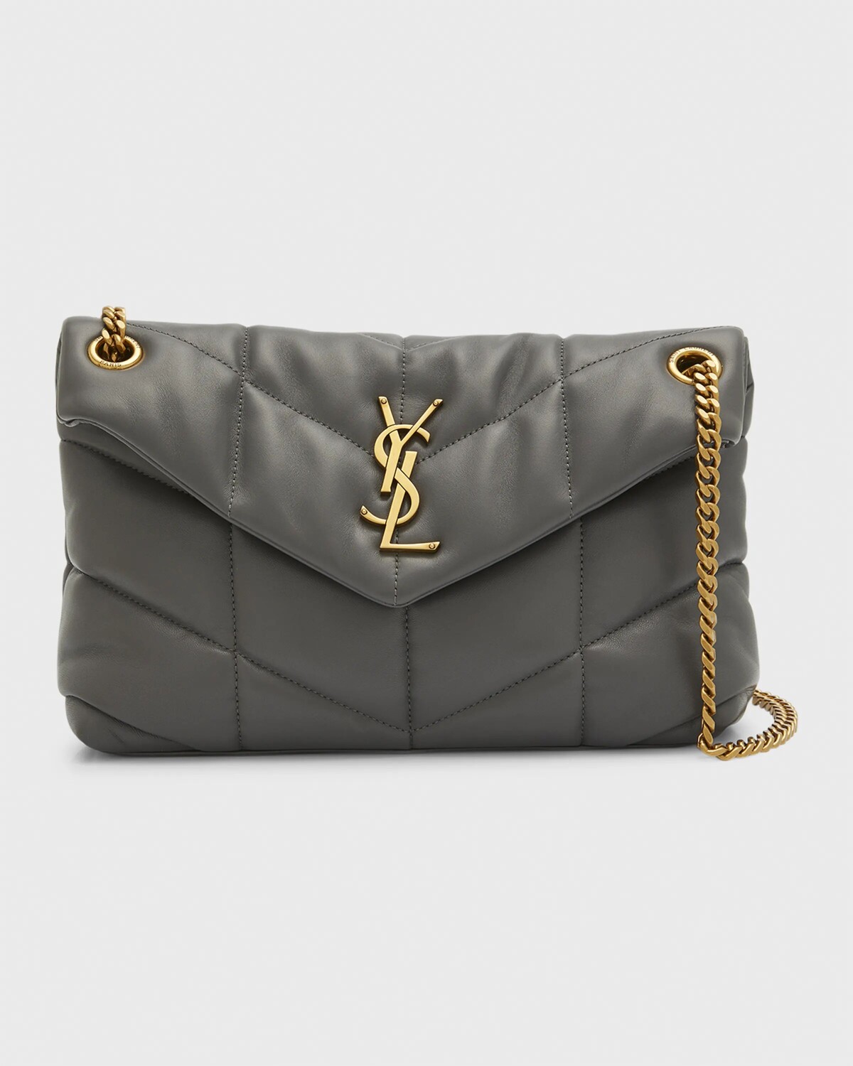 

Маленькая сумка через плечо Lou Puffer YSL из стеганой кожи Saint Laurent, цвет Storm