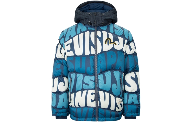 

EVISU Мужская тёмно-синяя пуховая куртка, Dark Blue All over