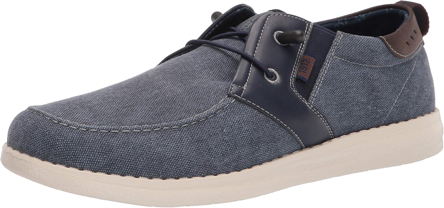 

Мужские мокасины Nunn Bush Brewski с мягким носком на шнурках-эластиках и верхом из вязаного холста, темно-синий