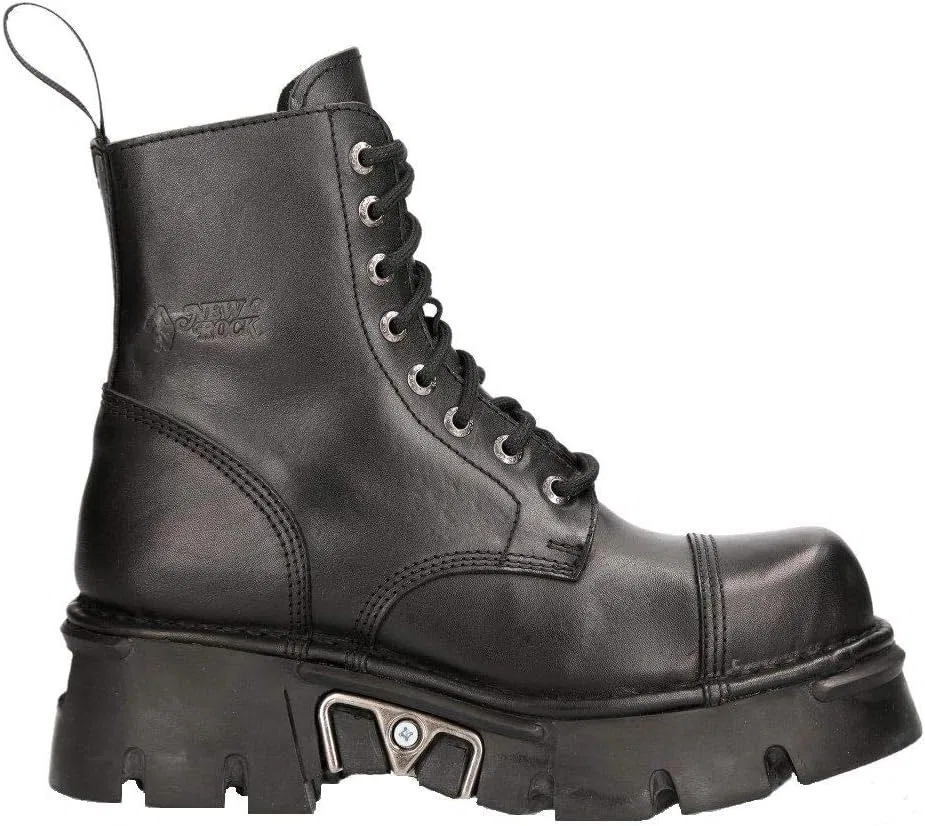 New Rock Ботинки M-NEWMILI083-S19, черные, в стиле милитари, кожаные