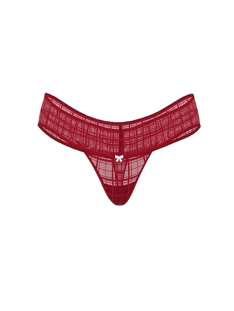 

Трусики-Стринги из кружева в клетку The Lacie, plaid lace red lacquer