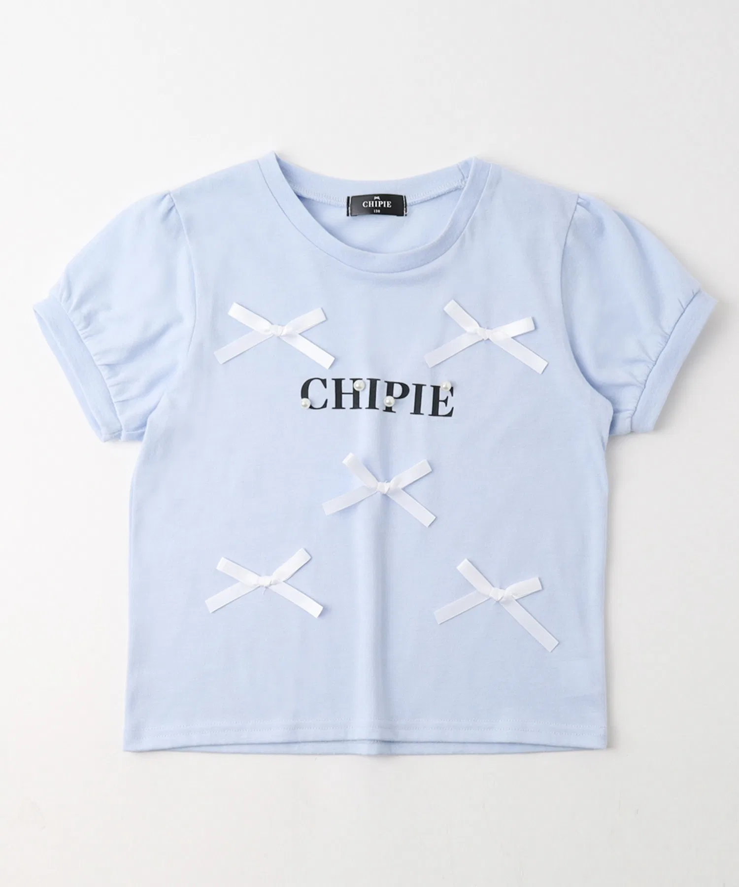 Детская футболка CHIPIE с паффами и бантом — фото 4