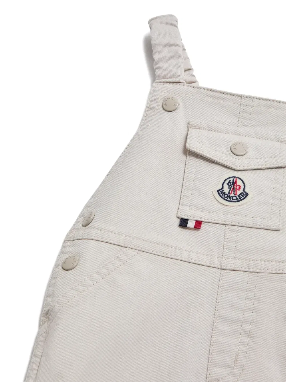 Комбинезон с нашивкой-логотипом Moncler Enfant, бежевый — фото 4