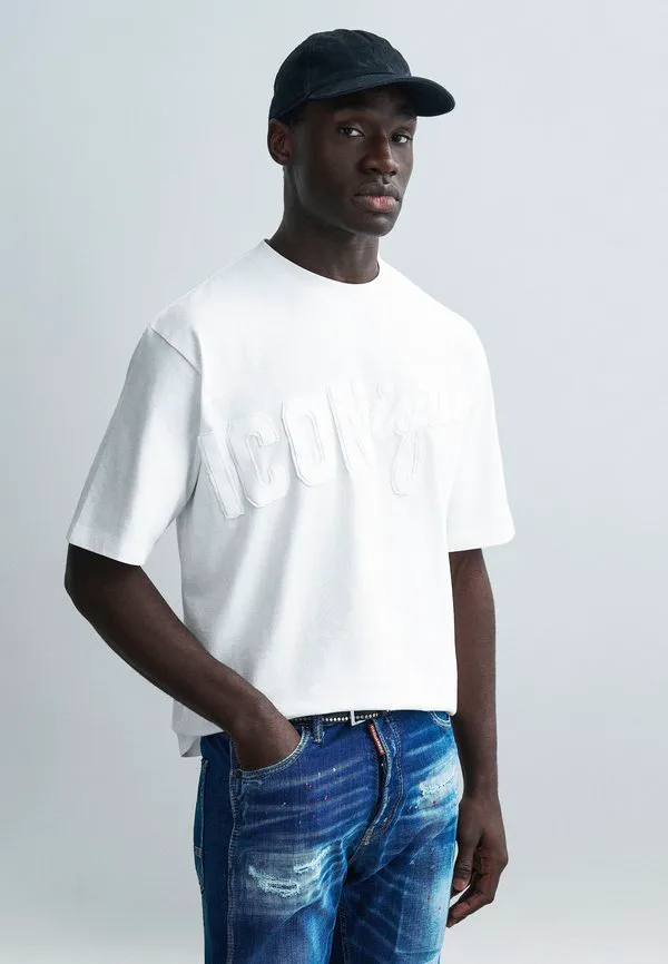 Футболка iconique свободного кроя с принтом Dsquared2, White