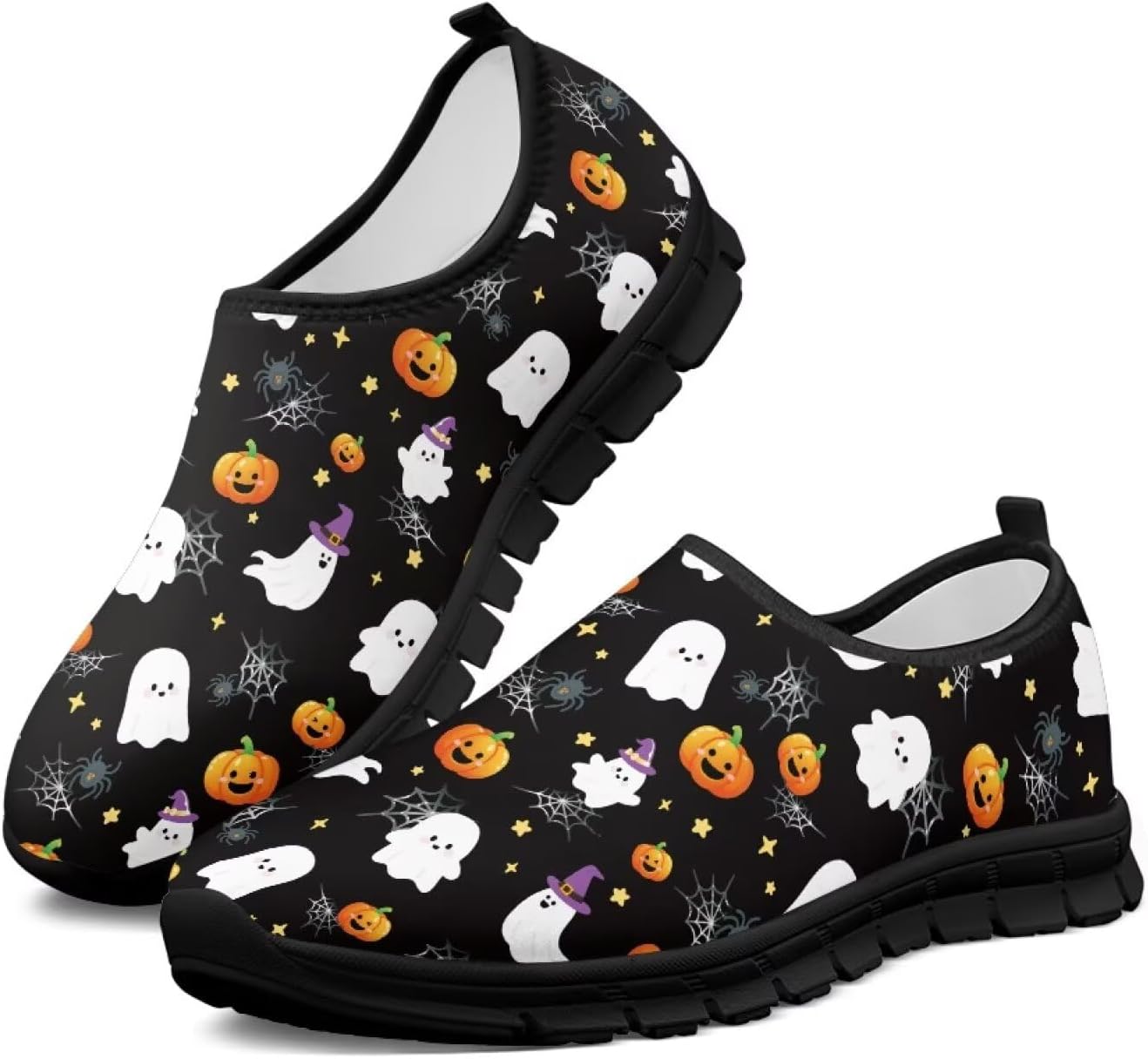 

Удобные женские слипоны для ходьбы Унисекс Взрослые модные повседневные кроссовки Fonplted, Cute Ghost Pumpkin