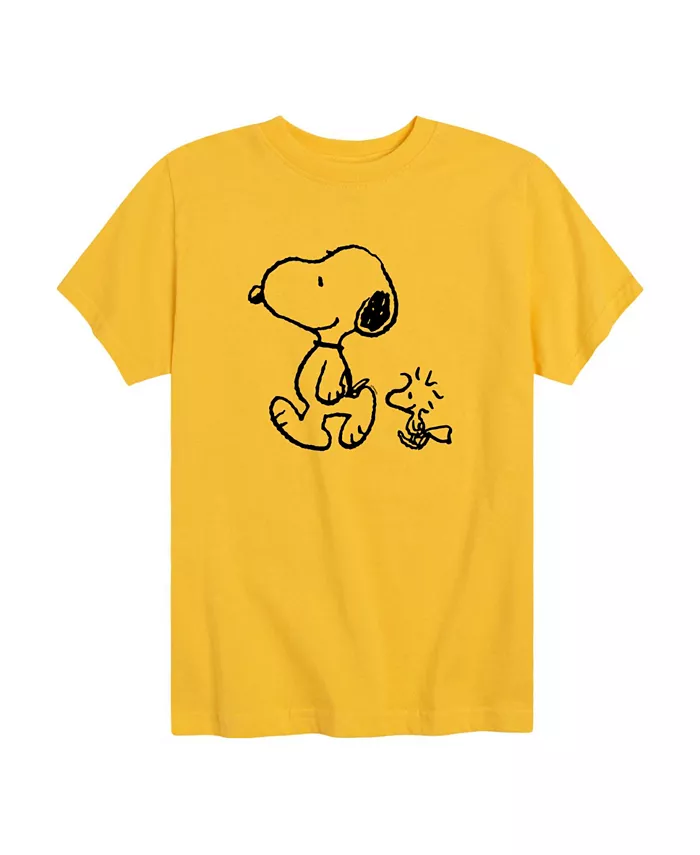 

Футболка с принтом Snoopy и Woodstock для мальчиков старшего возраста Peanuts, желтый