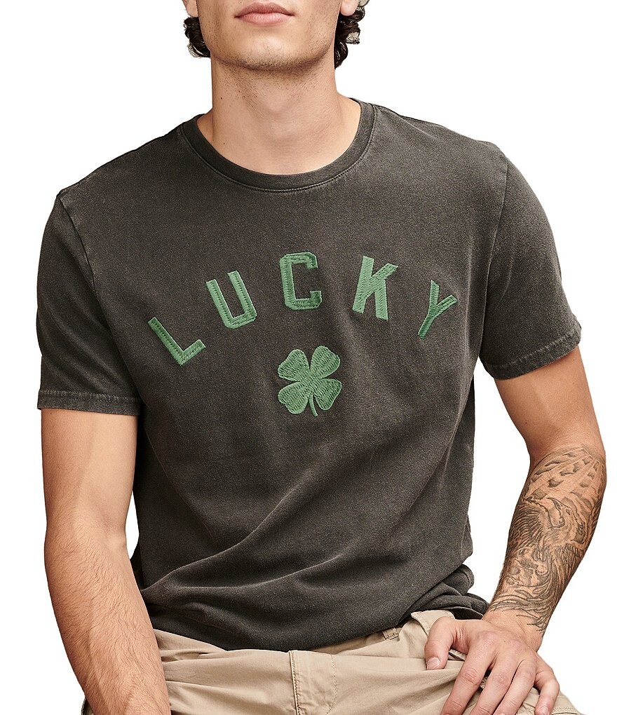 

Футболка Lucky Brand с короткими рукавами и клевером, черный