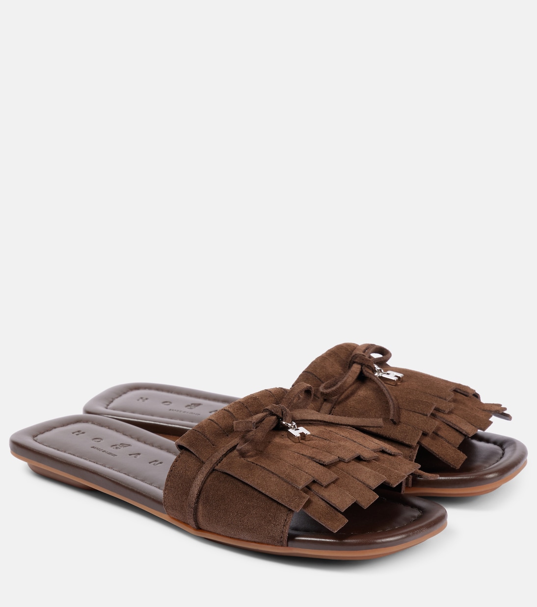 Замшевые шлепанцы с бахромой H685 Hogan, Coconut
